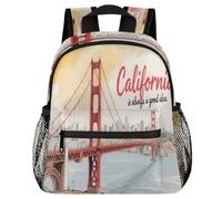 Glilade Sac à dos léger avec boucle de poitrine pour tout-petits, garçons et filles, sac à dos d'école, sac à dos léger pour voyage, crèche, camping (pont Golden Gate Bridge)