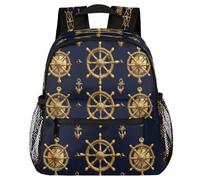 Glilade Sac à dos léger pour tout-petits, garçons et filles, sac à dos d'école maternelle pour voyage, crèche, camping (ancres nautica dorées)
