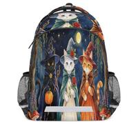 Glilade Sac à dos pour garçons et filles avec bandes réfléchissantes de sécurité | Sac à dos léger pour ordinateur portable, sac à dos décontracté pour l'école primaire et collège (sorcière chat magique)