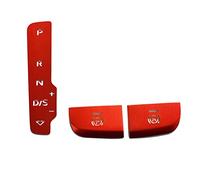 GLILAR 3 Pièces Style Voiture Auto Hold P Frein À Main Panneau Changement Vitesse Boutons Décoration Couverture Garniture Compatible avec pour A3 2013-2018 Autocollant Décoratif(Red)