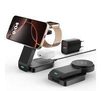 GLILAVOX Chargeur sans Fil magnétique pour Apple,Station de Charge sans Fil 3 en 1 pour iPhone 17 16 15 14 13 12 etc,Apple Watch 11/10/9/Ultra/3/2/8/7etc,AirPod Pro 3/2