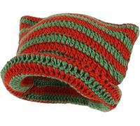 GLIMDA Chapeaux au crochet pour femme, bonnet tricoté en forme de chat vintage, bonnet tricoté avec oreilles de chat pour femme