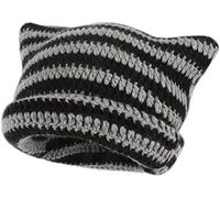 GLIMDA Chapeaux en crochet pour femmes, bonnet tricoté pour chat, bonnet vintage, bonnet tricoté avec oreilles de chat pour femmes, bonnets d'hiver chauds