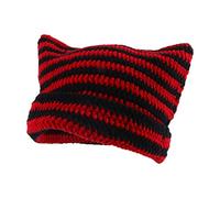 GLIMDA Chapeaux en crochet pour femmes, bonnet tricoté pour chat, bonnet vintage, bonnet tricoté avec oreilles de chat pour femmes, bonnets d'hiver chauds