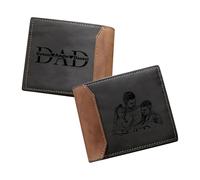 Glimmerday Cadeau Fête des Pères, Portefeuille Papa Personnalisé avec Nom Gravé avec Photo, Portefeuille en Cuir avec Compartiment Carte d'identité, Cadeau Homme Original pour Anniversaire