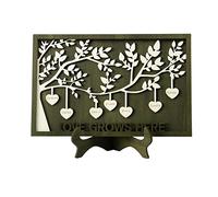 Glimmerday Cœurs Suspendus en Bois Personnalisés Cadre Arbre Généalogique Plaques d'identité Cadre Arbre Signe Fête des Mère Cadeau pour Maman Grand-mère Cadeaux de Décoration d'intérieur(7 Noms)