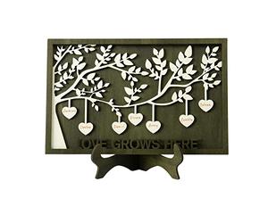 Glimmerday Cœurs Suspendus en Bois Personnalisés Cadre Arbre Généalogique Plaques d'identité Cadre Arbre Signe Fête des Mère Cadeau pour Maman Grand-mère Cadeaux de Décoration d'intérieur(7 Noms)