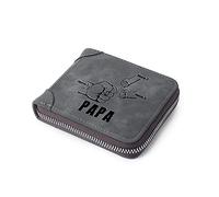 Glimmerday Portefeuille à Fermeture éclair pour Hommes Personnalisé Gravé 2-5 Noms Portefeuille en Cuir Bifold Portefeuille pour Papa Grand-père (3 Noms)