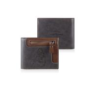 Glimmerday Portefeuille Gravé à Deux Volets en Cuir avec Messages d'amour et Photo Gravés, Cadeau Personnalisé pour Papa, Parfait pour la Fête des Pères, Gris