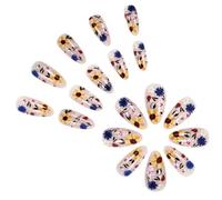 GlimmerStyle 24 pièces fleurs violettes et plantes pour printemps et été à porter sur les ongles (sans outil), ongles à coller, faux ongles, ongles à presser
