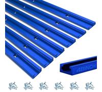 GLIMOVA Rail en T universel 6P en aluminium de 121,9 cm pour le travail du bois | Profil double coupe pour table de perceuse, table de toupie | Vis à bois incluses | Bleu