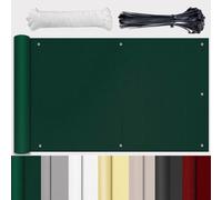 GLIN Brise Vue Balcon Couverture de confidentialité Écran Résistance à la déchirure avec Trous et Serre-câbles aux Intempéries Cache Balcon Protection UV Vert foncé 65x300cm