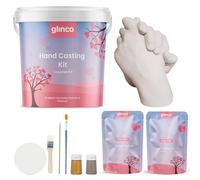 Glinco - Kit de moulage 3D pour moulage de mains d’adultes/enfants/bébés, avec poudre d’alginate, plâtre, seau de mélange et peintures