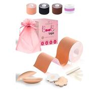 GLINDIHOME Remonte Sein Adhesif 5m. Comprend: 2 Cache Tetons Femme Invisible Auto-Adhesive + 36 Bandes adhésif Double Face + 10 Cache Tetons en Tissue + 1 Ciseaux + Sac. Boob Tape (Beige)