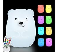 Glinrui Grande Veilleuse pour bébé Ours - lumière de chambre à coucher pour enfants et tout-petit, réglage de l'heure, luminosité et couleur réglables - décoration de chambre cadeau enfants - grande