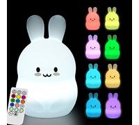Glinrui Grande Veilleuse pour enfants lapin - Veilleuse pour bébé/lumière de chambre à coucher/lumière pour enfants et tout-petit, réglage de l'heure, luminosité et couleur réglables - grande