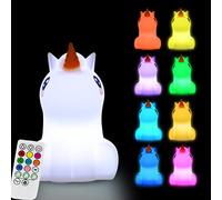 Glinrui Grande Veilleuse pour enfants licorne - Veilleuse pour bébé/lumière de chambre à coucher/lumière pour enfants et tout-petit, réglage de l'heure, luminosité et couleur réglables - grande