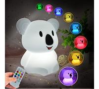 Glinrui Koala Veilleuse enfants - lampe de chevet en silicone/lumières baby/lampe de chambre de bébé/lampe de lit pour enfant - luminosité et couleur réglables/réglage de l'heure - moyen