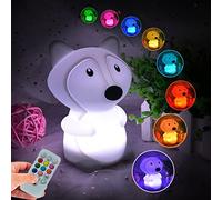Glinrui Renard Veilleuse enfants - Pat Veilleuse en silicone pour bébé, lampe de chambre d'enfant en bas âge, lumière de décompression - Luminosité et couleur réglables et temps de travail - moyen