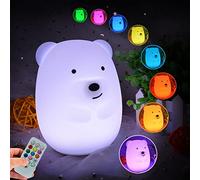 Glinrui Veilleuse pour enfants ours LED douce de décompression - lampe de chevet décorative silicone pour bébé tout-petit/garçons/filles/élève/aîné/chambre à coucher/salle de bain/extérieur - moyen