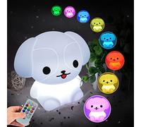 Glinrui Veilleuse pour enfants, Veilleuse en forme de chiot - Silicone Lumières pour enfants/Lumière de la pièce/lampe de chambre de bébé - luminosité et couleur réglables/Réglage de l'heure - moyen