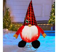 Glintoper Lighted Christmas Decorations, Pre-Lit Pop Up Plush Xmas GNOME with Built-in Lights, Collapsible & Easy-Assembly, Light Up Swedish Tomte Elf for Indoor Outdoor Holiday New Year Winter Decor