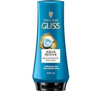 Gliss Après-shampoing Aqua Revive (200 ml) avec complexe hyaluronique et algue de mer pour cheveux normaux à secs apporte une dose supplémentaire d'hydratation et de brillance saine