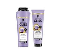 Gliss Blonde Perfector Purple Shampooing (250 ml) Blond Shampooing avec effet anti-jaunissement & Blonde Perfector Masque capillaire 2 en 1 Violet (150 ml), cure capillaire pour brillance et soin