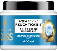 Gliss Cure hydratante 4 en 1 Aqua Revive (400 ml) avec système HAPTIQ et acide hyaluronique pour une sensation de cheveux hydratée, masque capillaire pour cheveux normaux à secs