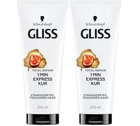 Gliss Cure intensive Total Repair de 1 minute (200 ml) - Cure capillaire à la kératine liquide pour cheveux secs et abîmés - Efficace dès 1 minute (Lot de 2)