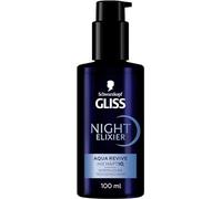 Gliss Night Elixir Aqua Revive Sérum capillaire hydratant les cheveux normaux à secs pendant le sommeil - Soin capillaire répare les cheveux durablement