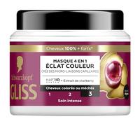 Schwarzkopf - GLISS - Masque 4en1 - Eclat Couleur - Extrait de Cranberry - Haptiq System - Crée des Micro-Liaisons Capillaires - Cheveux Colorés ou Méchés - Soin Intense - Nourrit & Repare - 400ml