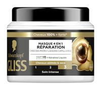 Gliss Schwarzkopf Masque 4en1 Réparation 400ml Soin Intense Cheveux Abimés | soin cheveux, réparation, kératine liquide, micro-liaisons, cheveux abîmés, secs, soin intense, nourrit, répare, résistance