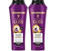 Gliss - Schwarzkopf - Shampoing soin - Full Hair Wonder - Effet densite - Sans silicone - Activation des racines - Cheveux fragiles et affaiblis - Cafeine et Peptides - Cheveux 100% plus forts - 250ml