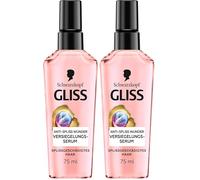 Gliss Sérum anti-fourches miracle (75 ml), le sérum capillaire offre une finition durable aux pointes fourchues et protège les cheveux pendant le brushing (Lot de 2)