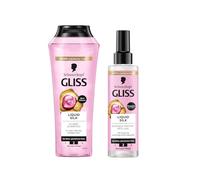 Gliss - Shampoing Liquid Silk (250 ml) - Avec céramides et soie - Shampoing brillance et après-shampoing réparateur rapide - Protection contre la chaleur