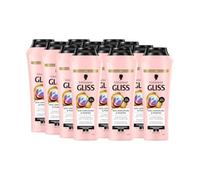 Gliss - Shampoing SOS Longueur & Pointes - Anti-fourches - Répare & Renforce la Fibre des Cheveux - Pour Longueurs et Pointes Fourchues - 91% d'Ingrédients d'Origine Naturelle - 250 ml - Lot de 12