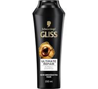 Gliss Shampooing Ultimate Repair (250 ml), shampooing à la kératine liquide et extrait de perle, shampooing à la kératine pour cheveux abîmés et secs
