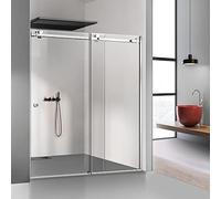 Glissando Inox Porte de Douche Coulissante 170 x 205 cm à partir de (140/150/160/170/180x205) Cabine de douche coulissante en verre transparent (170 x 205 cm, droite)