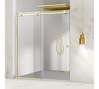 Glissando Porte de douche coulissante Doré Dimensions : 180 x 205 cm à partir de (140/150/160/170/180 x 205 cm), paroi de douche coulissante, verre transparent, (180 x 205 cm, gauche)