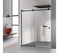 Glissando Porte de douche coulissante Noir Dimensions : 170 x 205 cm à partir de 140/150/160/170/180 x 205 cm - Paroi de douche coulissante en verre transparent (170 x 205 cm, gauche)