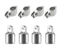 Glissière de mâchoire supérieure Bimini et embout à œil, matériel supérieur Bimini en acier inoxydable 316, convient aux tubes ronds de 7/8 pouces/22 MM de diamètre extérieur(4 pieces)