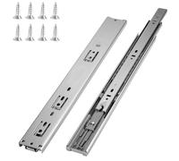 Glissière De Tiroirs 45mm 1 Paire 3Plis Sortie Totale Coulisses Pour Tiroirs Avec Amortisseur Tampon Roulement À Bille Coulisse À Billes Montage Latéral Capacité De 45 Kg(Argent,600mm)