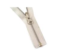Glissière rotative en métal, 60-150cm, 5#, extrémité ouverte, fermeture éclair pour doudoune, vêtements, accessoires de couture, Beige, 90cm