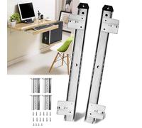 Glissières 350mm Pour Tiroir De Plateaux À Clavier, Avec Support À Hauteur Réglable, Montage Latéral, Rail Coulissant Tiroir Sous Le Bureau, Coulisses À Billes Lourd Charge 35 Kg