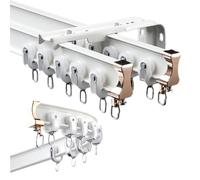 Glissières à rideaux flexibles de 310 cm, double rail de plafond pour séparateur de pièce de camping-car, tringle à rideaux réglable et pliable, parfaite pour la maison et le bureau, blanc