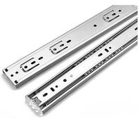 Glissières de tiroir, 1 paire de glissières tiroir en acier inoxydable 10 à 22 pouces, Rail fermeture douce, glissière d'armoire coulissante trois sections(Normal Type,14 inch 350mm)