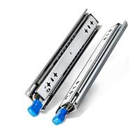 Glissières de tiroir à fermeture douce, Glissières de tiroir robustes, glissières verrouillage à roulement billes 53 mm, extension complète, charge 120 kg, plusieurs tailles, paquet 2