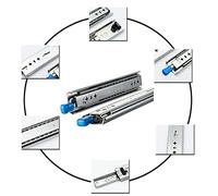 Glissières de tiroir amovibles robustes - Glissières de clavier à roulement à billes à extension complète de 81,3 à 152,4 cm, plateau en métal réglable, accessoires pour un fonctionnement fluide