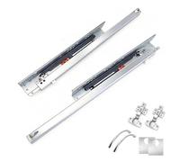 Glissières de tiroir cachées, 35 cm, système de rail à extension complète, avec Softclose et Push to Open, 2 charnières Softclose, 2 poignées de 96 mm, 2 plaques de montage de 80 x 80 mm, kit complet